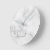 スクリプト名モダン白パーソナライズされた大理石 ラウンド壁時計 (傾斜)
