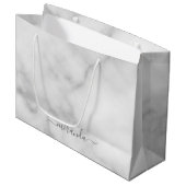 スクリプト名モダン白パーソナライズされた大理石 ラージペーパーバッグ (正面アングル)