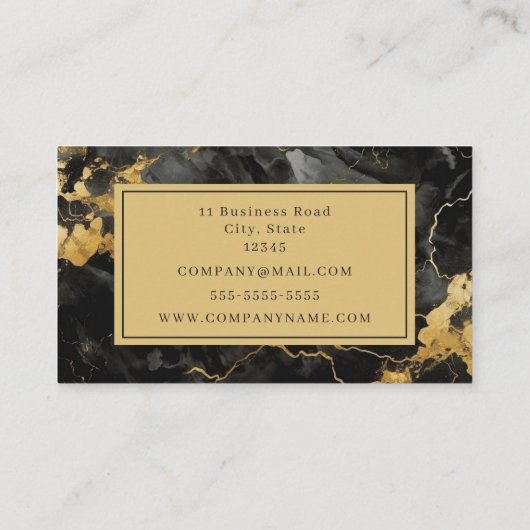 スクリプト名モノグラムブラックと金ゴールド大理石 名刺 (裏面)