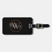スクリプト名モノグラムブラック金ゴールドラゲージタグ ラゲッジタグ (正面横)