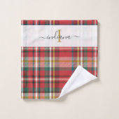 スクリプト名モノグラムPlaid 素朴 Red バスタオルセット (ウォッシュタオル)