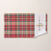 スクリプト名モノグラムPlaid 素朴 Red バスタオルセット (ハンドタオル)