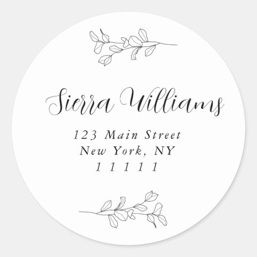 スクリプト名ユーカリプタスラウンド差出人住所ラベル ラウンドシール (正面)