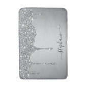 スクリプト名前をカスタムするシルバーグリッタードリップスラグジュリー バスマット (正面縦)