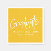 スクリプト名門私立校風のの黄色の卒業 スタンダードカクテルナプキン (正面)