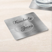 スクリプト名、ブラッシュシルバーメタル結婚ズ スクエアペーパーコースター (アングル)