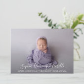 スクリプト名Baby Girl Photo Birth Announcements (スタンド正面)