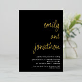 スクリプト名QRコード結婚のブラックラグジュアリー 箔招待状 (立ち正面)