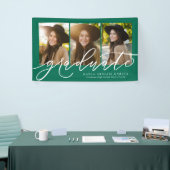 スクリプト大モダン学院、写真緑の卒業 横断幕 (トレードショー)