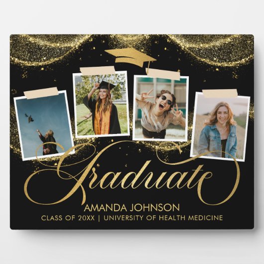 スクリプト大学院フォトブラック金ゴールド卒業プレート フォトプラーク (正面)