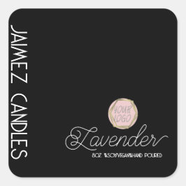 スクリプト大豆ビーガンキャンドルメーカー黒のロゴ スクエアシール