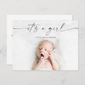 スクリプト女の子のベビー誕生発表写真 ポストカード (正面/裏面)