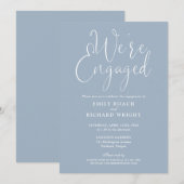 スクリプト婚約したダスティブルー婚約パーティ 招待状 (正面/裏面)