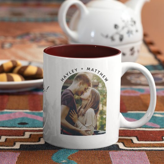 スクリプト婚約写真よりよい一緒にカスタム ツートーンマグカップ