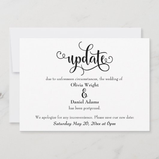 スクリプト延期のお知ら結婚せの更新 招待状 (正面)