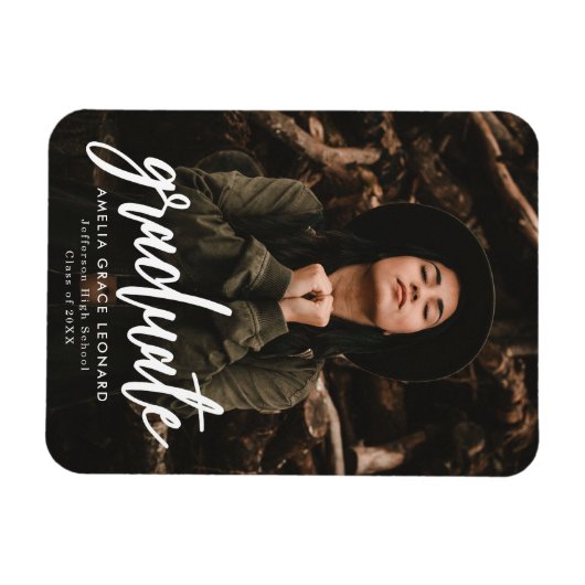 スクリプト形式の写真の卒業発表 マグネット (横)