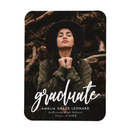 スクリプト形式の写真の卒業発表 マグネット (縦)