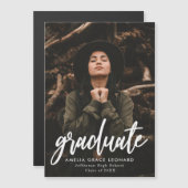 スクリプト形式の写真の卒業 マグネット招待状 (正面/裏面)