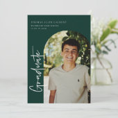 スクリプト形式の卒業アーチ型フレームフォト招待状 案内状 (スタンド正面)