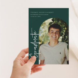 スクリプト形式の卒業アーチ型フレームフォト招待状 案内状