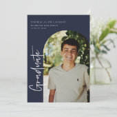 スクリプト形式の卒業アーチ型フレームフォト招待状 案内状 (スタンド正面)