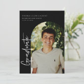 スクリプト形式の卒業アーチ型フレームフォト招待状 案内状 (スタンド正面)