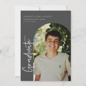 スクリプト形式の卒業アーチ型フレームフォト招待状 案内状 (正面)
