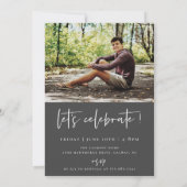 スクリプト形式の卒業アーチ型フレームフォト招待状 案内状 (裏面)