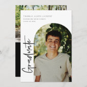 スクリプト形式の卒業アーチ型フレームフォト招待状 案内状 (正面/裏面)