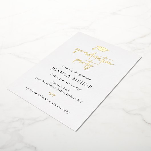 スクリプト形式の卒業パーティフォイル招待状 箔招待状 (回転した状態)