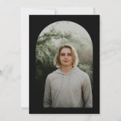 スクリプト形式の卒業パーティーの写真 招待状 (裏面)