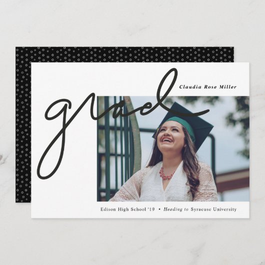 スクリプト形式の卒業 案内状 (正面/裏面)