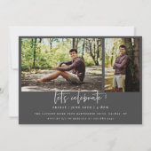 スクリプト形式の大学院アーチ型フレーム4フォト招待状 案内状 (裏面)