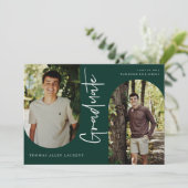 スクリプト形式の大学院アーチ型フレーム4フォト招待状 案内状 (スタンド正面)