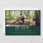 スクリプト形式の大学院アーチ型フレーム4フォト招待状 案内状 (裏面)