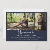 スクリプト形式の大学院アーチ型フレーム4フォト招待状 案内状 (裏面)