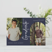 スクリプト形式の大学院アーチ型フレーム4フォト招待状 案内状 (スタンド正面)