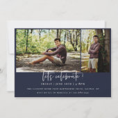 スクリプト形式の大学院アーチ型フレーム4フォト招待状 案内状 (裏面)