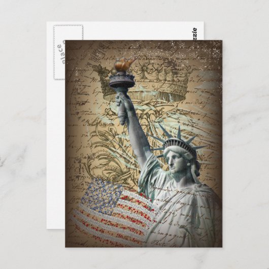 スクリプト愛国的なニューヨークの自由の女神 ポストカード (正面/裏面)