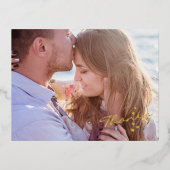 スクリプト感謝していのホイル結婚ハガキのハート 箔招待状ポストカード (正面)