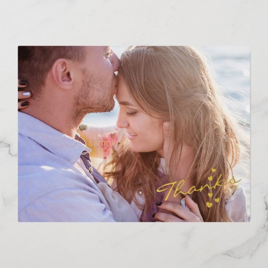 スクリプト感謝していのホイル結婚ハガキのハート 箔招待状ポストカード (正面)