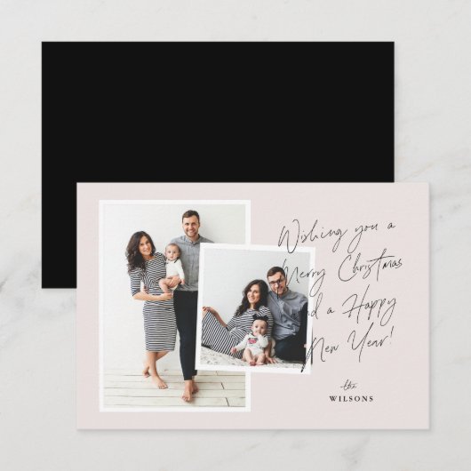 スクリプト手書きホリデーカード 招待状 (正面/裏面)