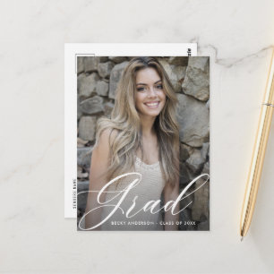 スクリプト文字の卒業表日付はがきを保存 ポストカード