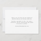 スクリプト文字エレガントモダン写真結婚の セーブザデート (裏面)