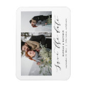 スクリプト文字エレガントモダン写真結婚の マグネット (縦)