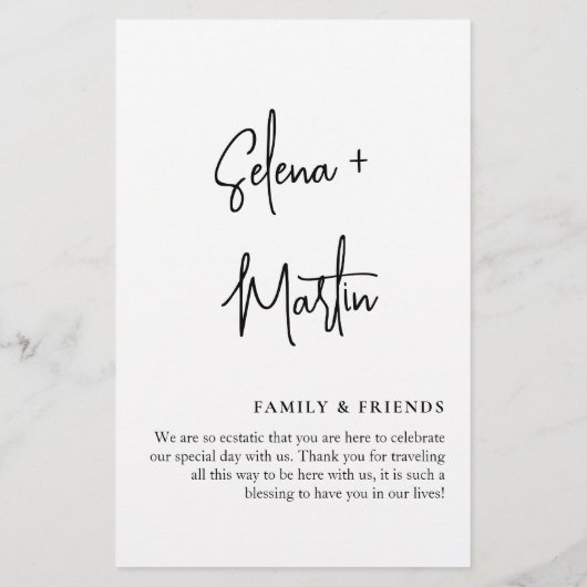 スクリプト文字ミニマルの結婚イベントのタイムライン (裏面)