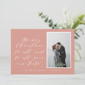 スクリプト文字写真クリスマス保存日ホリデー シーズンカード (スタンド正面)