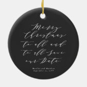スクリプト文字写真クリスマス保存日ホリデー セラミックオーナメント (裏面)