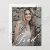 スクリプト文字卒業日付ポストカードの保存 ポストカード (正面/裏面)