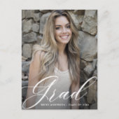 スクリプト文字卒業日付ポストカードの保存 ポストカード (正面)